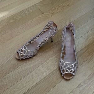 Rhinestone Sergio Rossi peep toe pumps